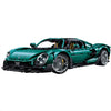 A 3,861-piece 1:8 vacuum-electroplated British-green supercar with a simulated V8 and rear steam-smoke effect. RC-upgradeable. Collectible model.