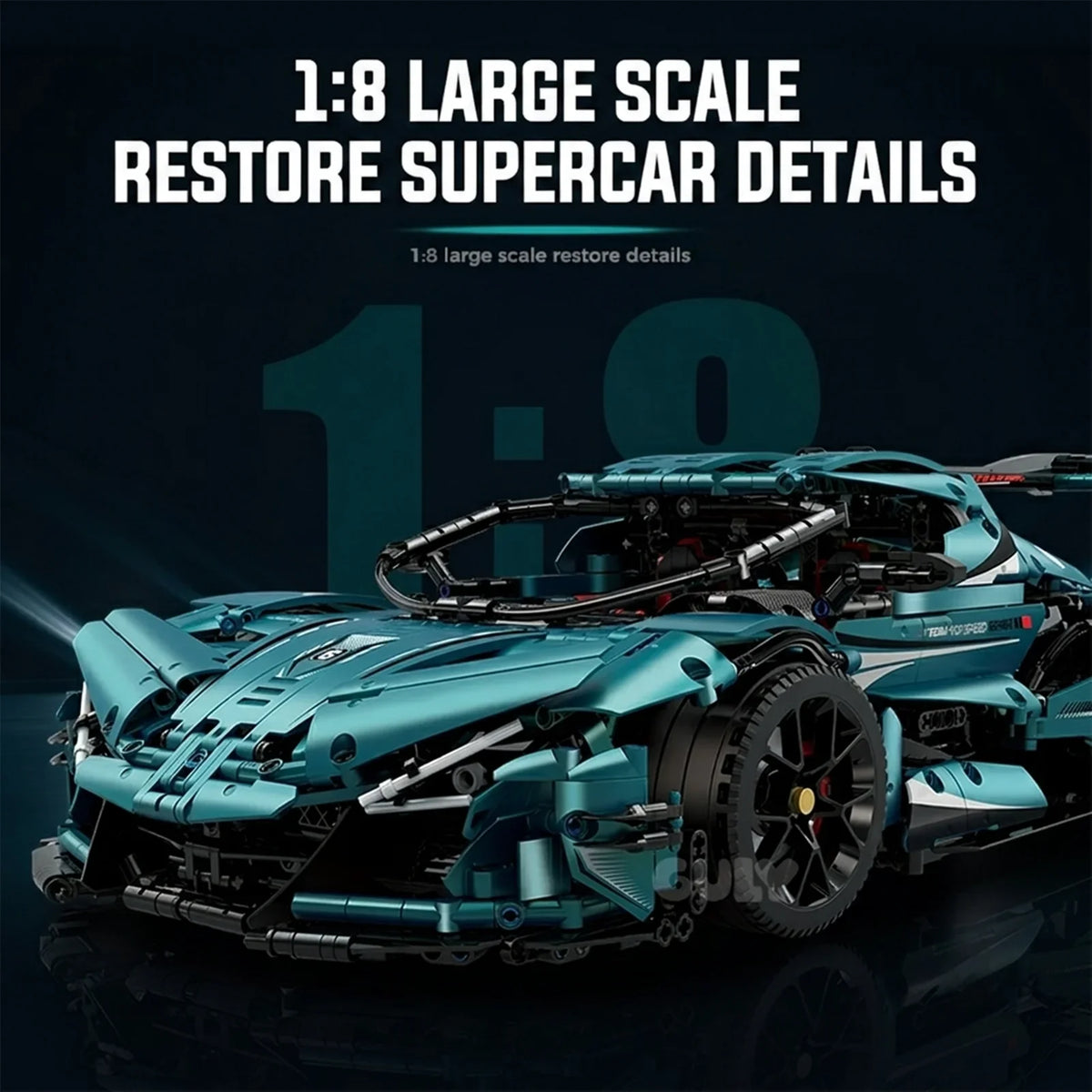 1:8 Concept Supercar Building Set — Teal