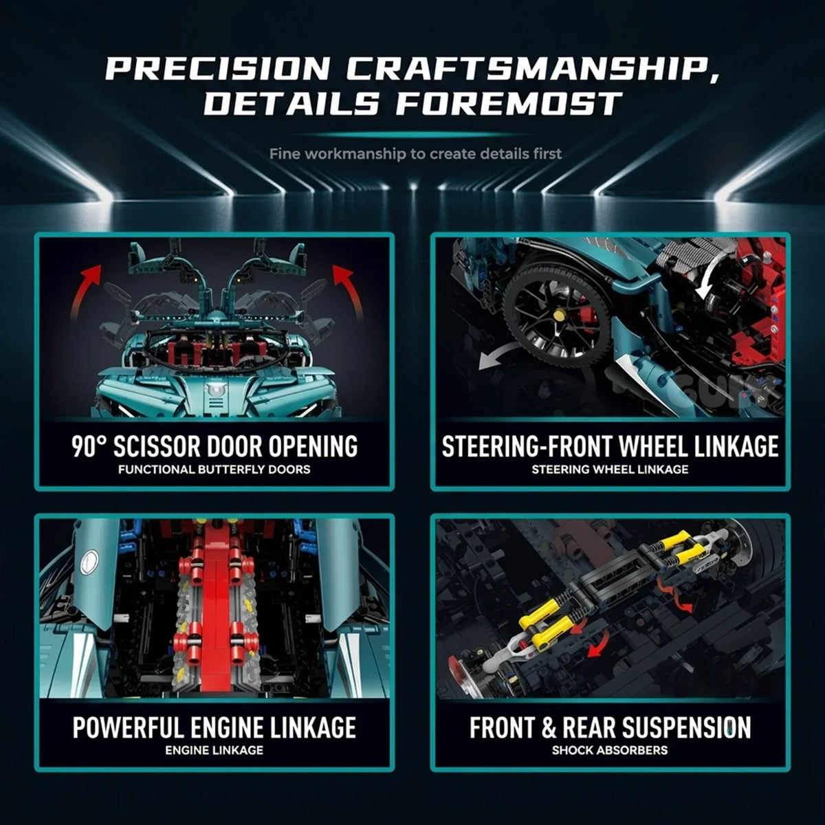1:8 Concept Supercar Building Set — Teal