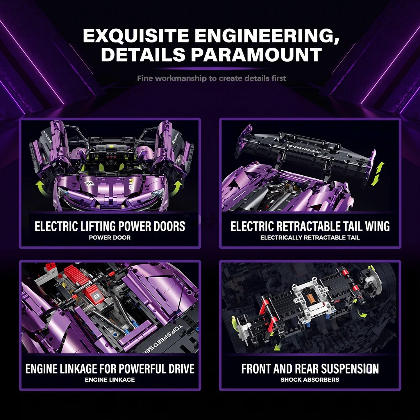1:8 Concept Supercar Building Set — Electroplated Purple