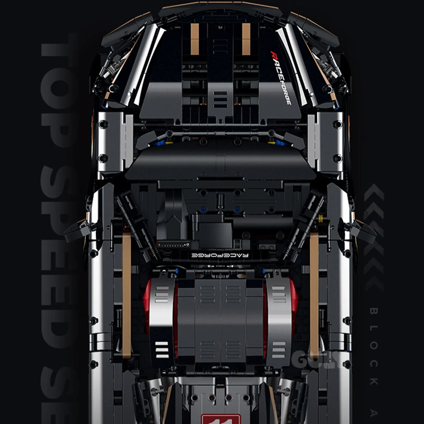 1:8 Concept Supercar Building Set — Gloss Black & Gold