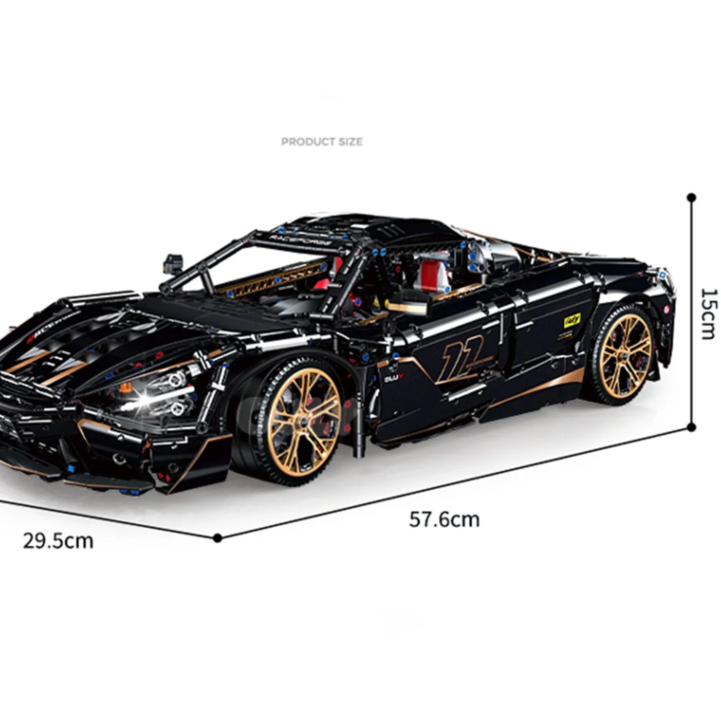 1:8 Concept Supercar Building Set — Gloss Black & Gold