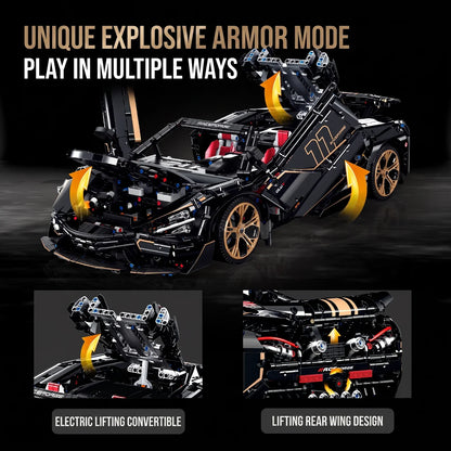 1:8 Concept Supercar Building Set — Gloss Black & Gold