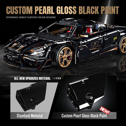 1:8 Concept Supercar Building Set — Gloss Black & Gold