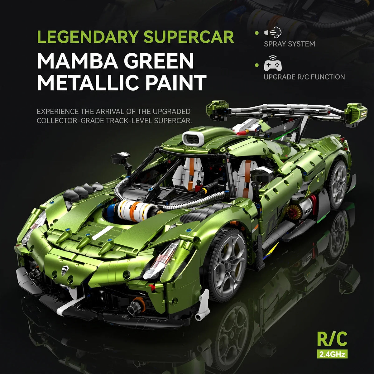 1:8 Concept Supercar Building Set — Metallic Green