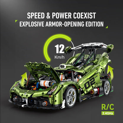 1:8 Concept Supercar Building Set — Metallic Green