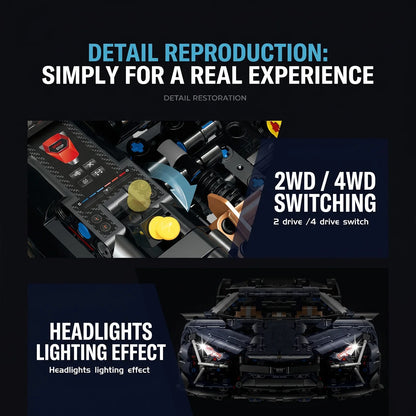 1:8 Starry Blue Concept Supercar Building Set