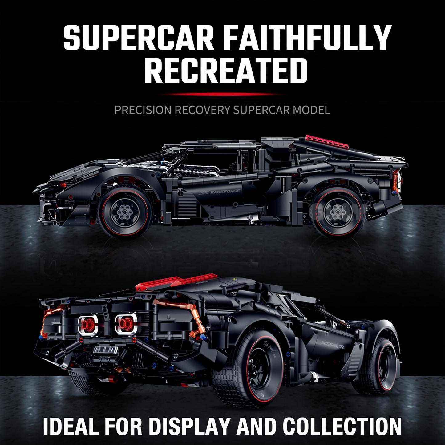 Armored 1:8 Concept Supercar — Matte Black