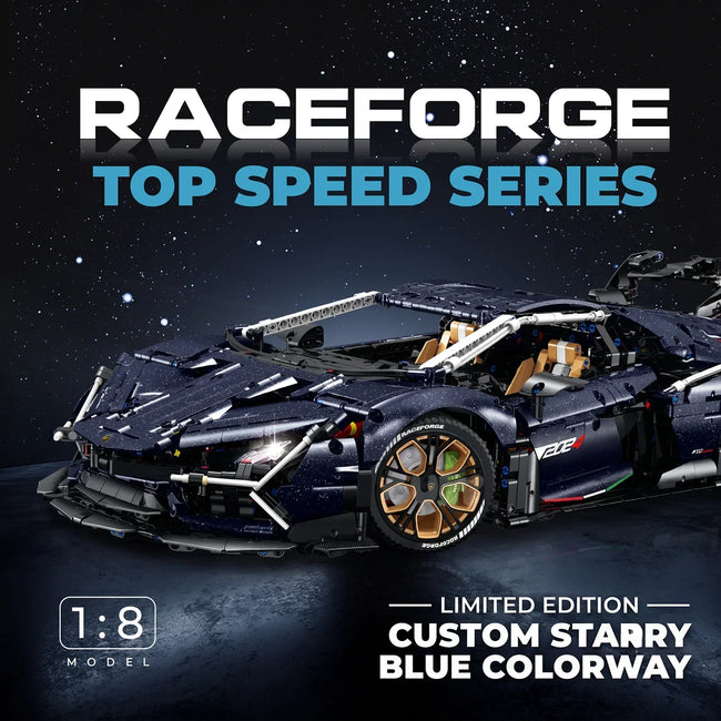 1:8 Starry Blue Concept Supercar Building Set
