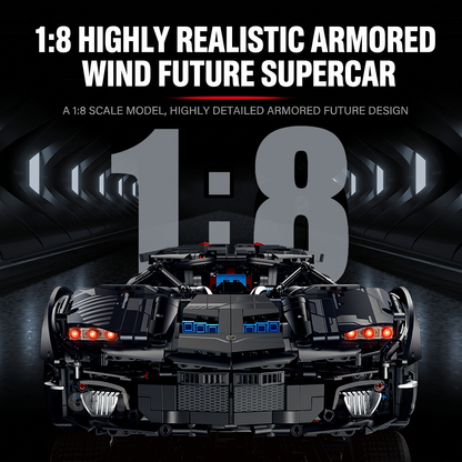 Armored 1:8 Concept Supercar — Matte Black