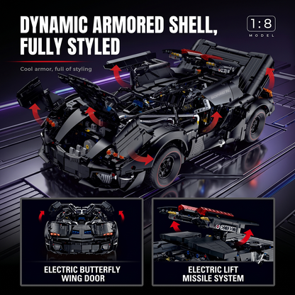Armored 1:8 Concept Supercar — Matte Black