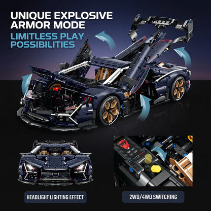 1:8 Starry Blue Concept Supercar Building Set