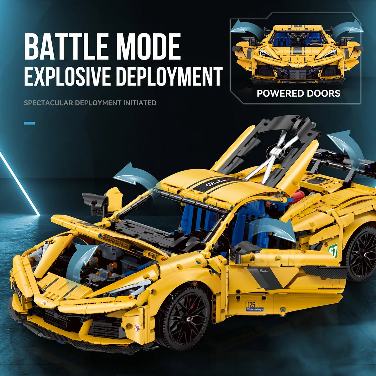 1:8 Track Concept Supercar Building Set — Yellow