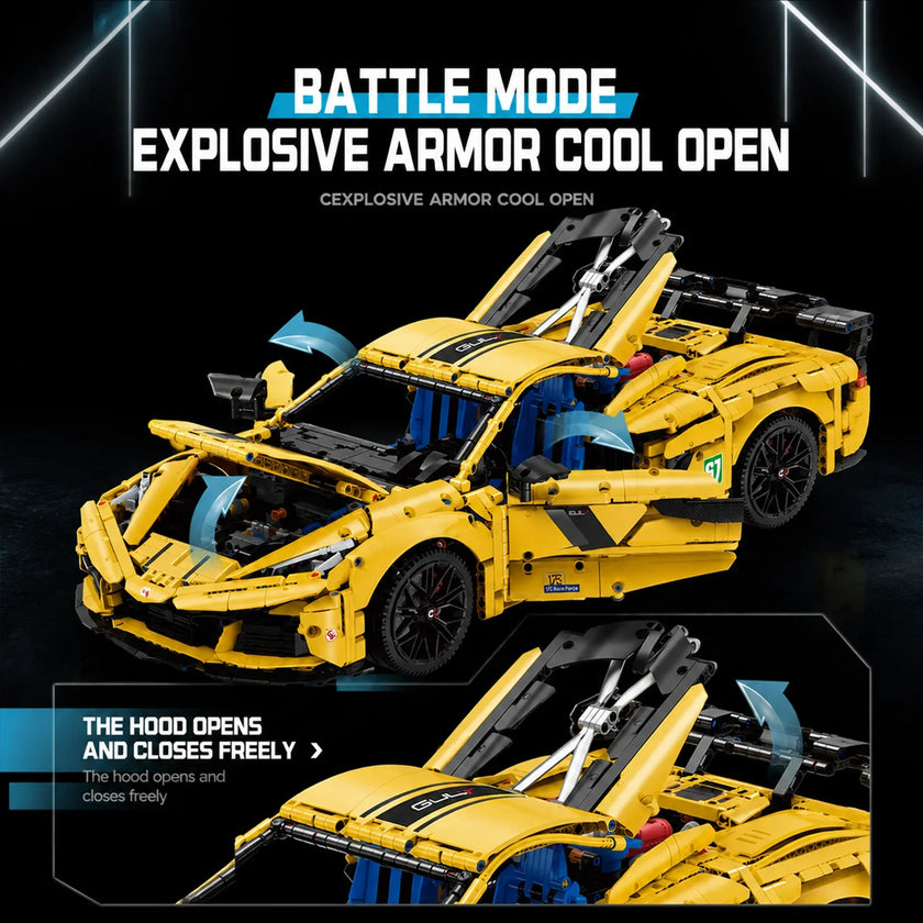 1:8 Track Concept Supercar Building Set — Yellow