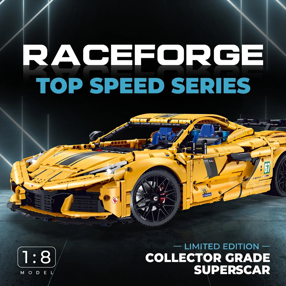 1:8 Track Concept Supercar Building Set — Yellow