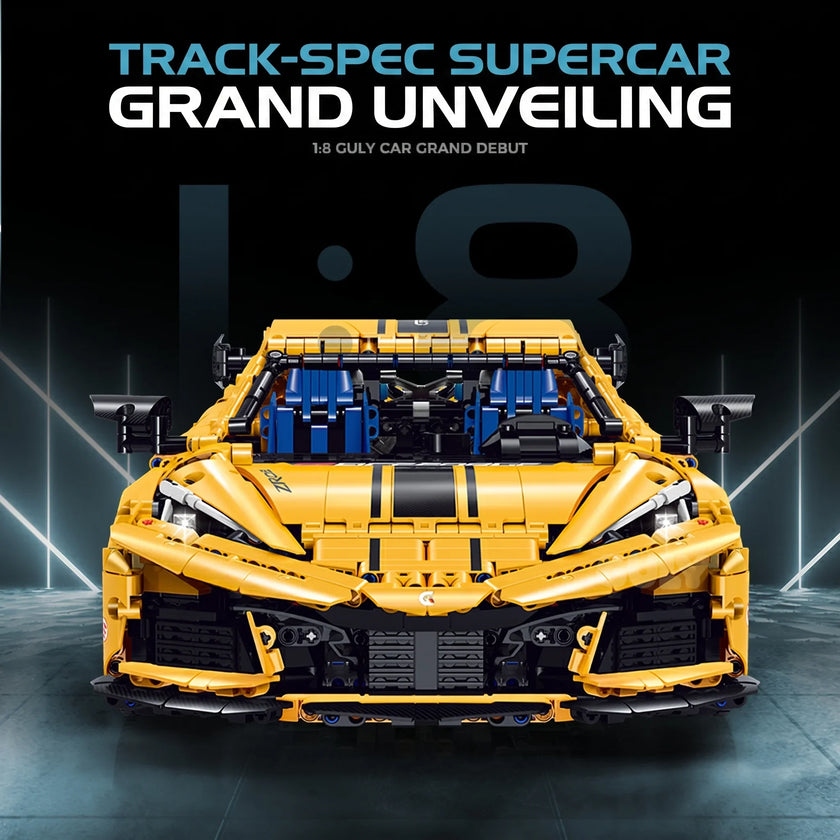 1:8 Track Concept Supercar Building Set — Yellow