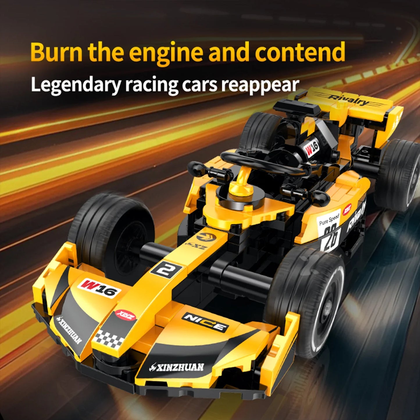 Formula Racing Car Building Set — Yellow/Black