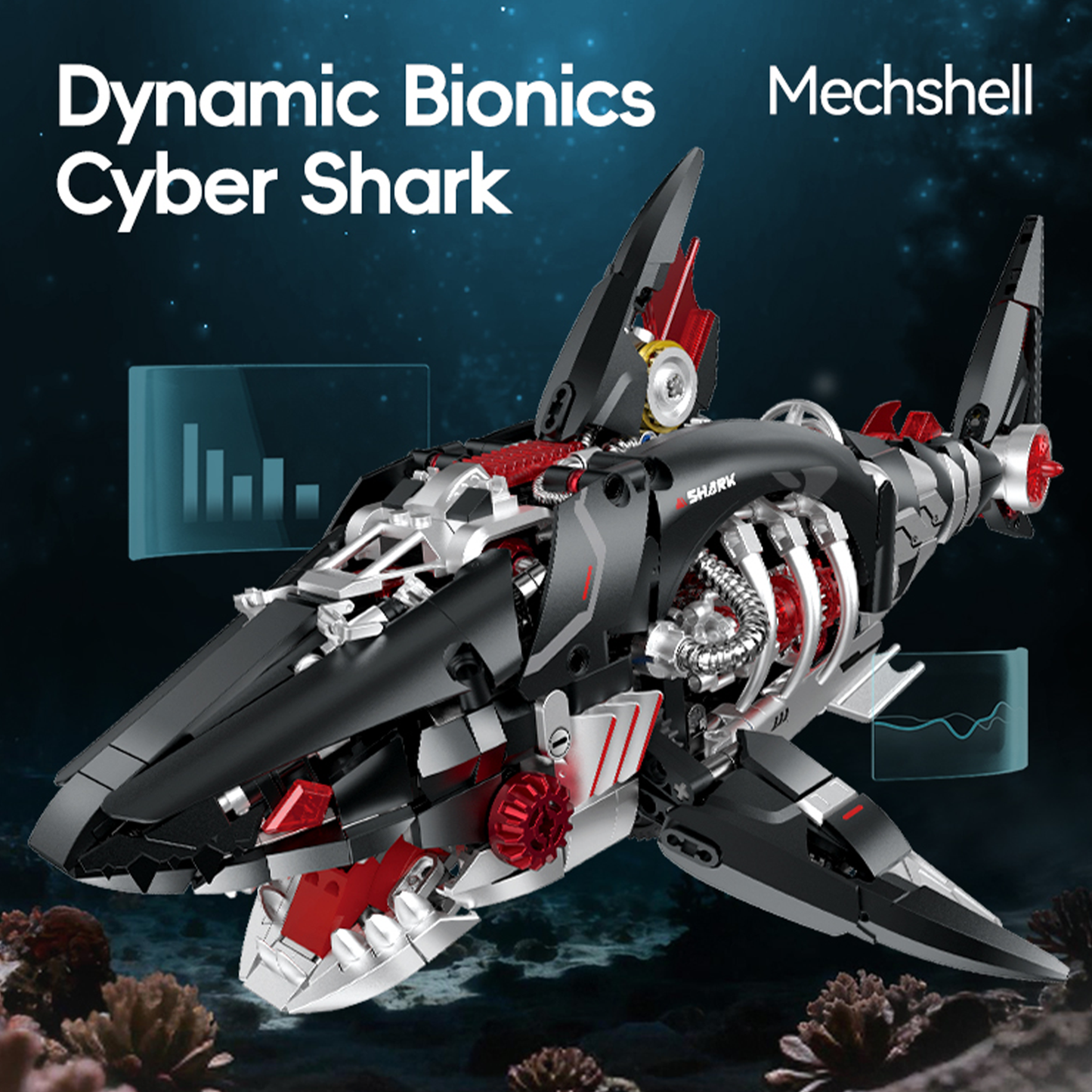 Cyberpunk Mechanical Shark Building Blocks