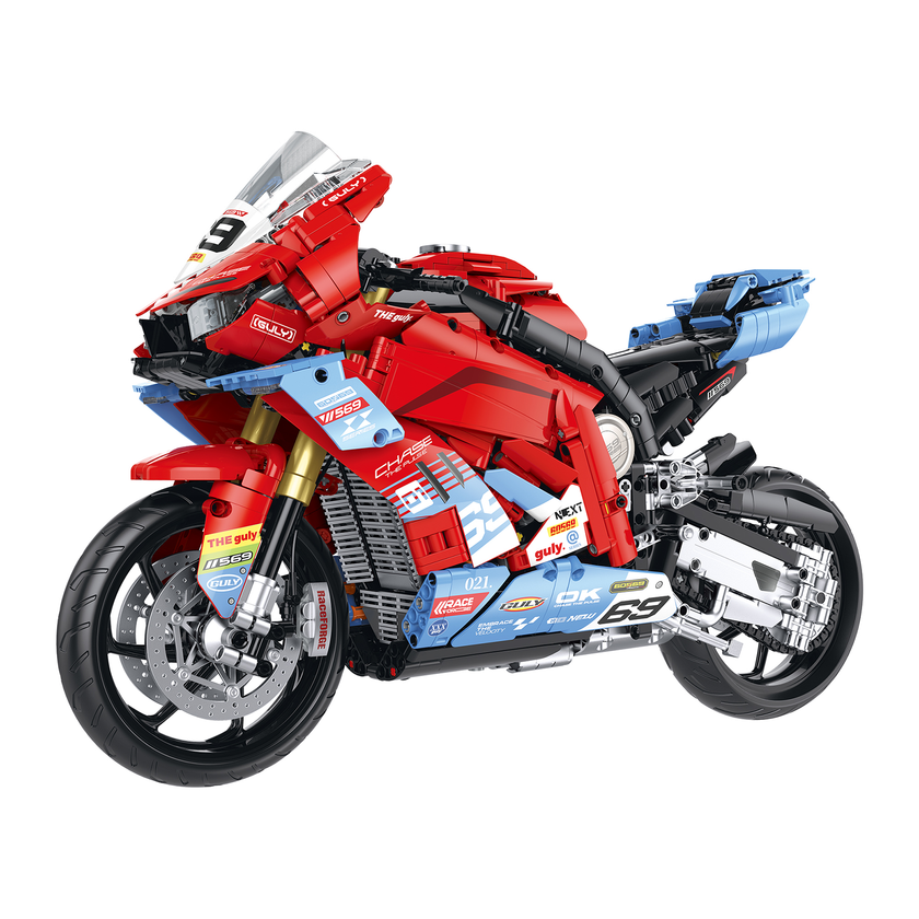 1:5 Racing Motorcycle – Red/Blue Livery Building Set