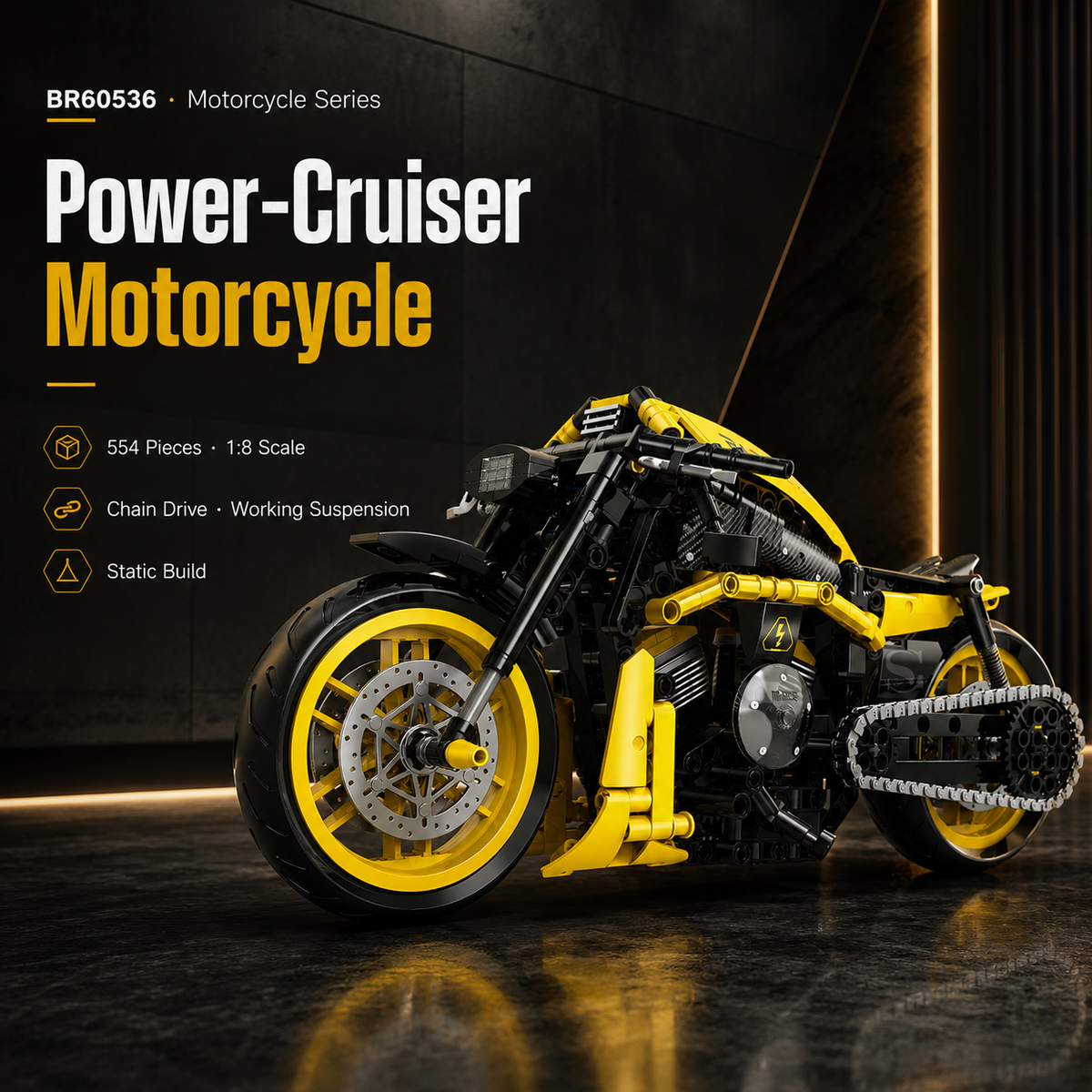 1:8 Power-Cruiser Motorcycle Building Kit
