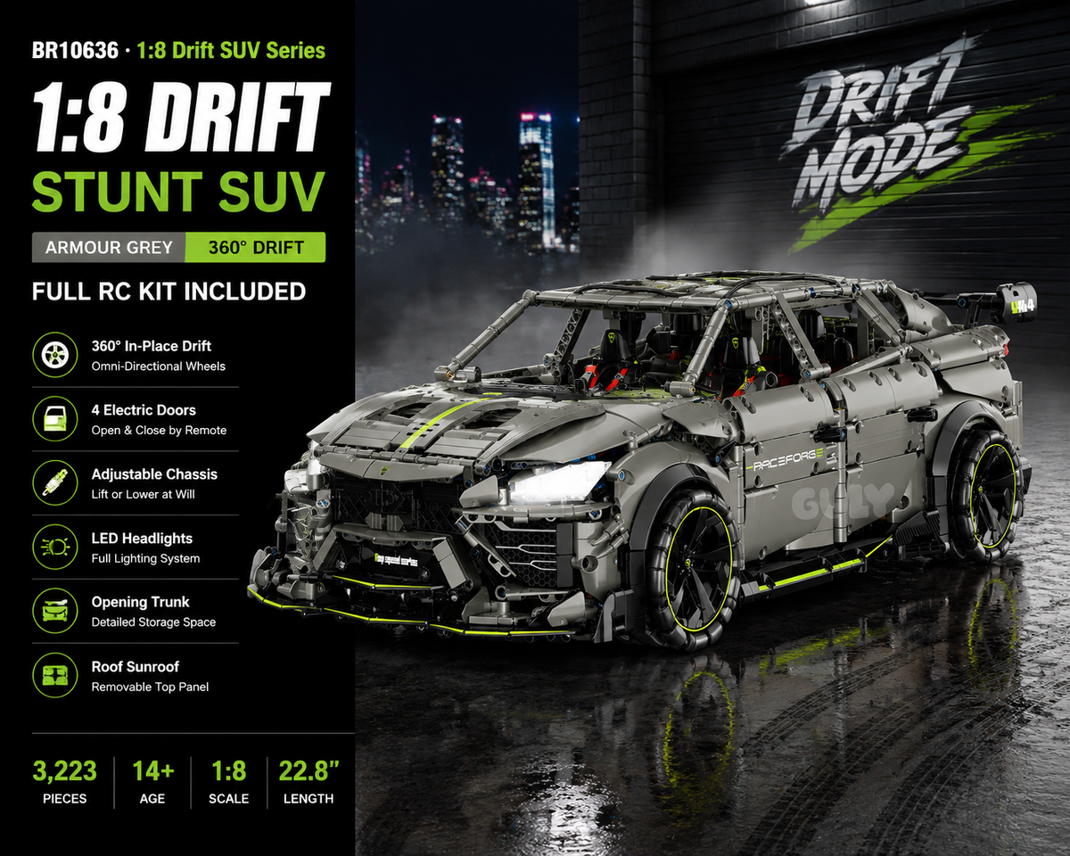1:8 Drift Stunt SUV Building Set — Armour Grey