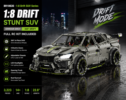 1:8 Drift Stunt SUV Building Set — Armour Grey