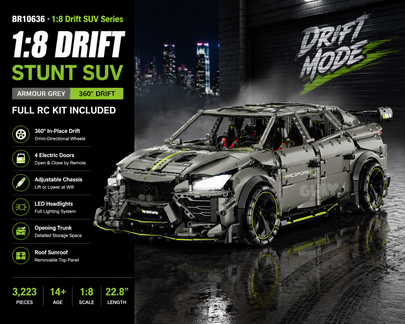 1:8 Drift Stunt SUV Building Set — Armour Grey