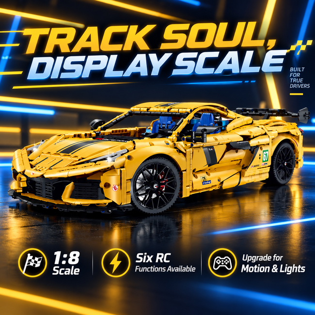 1:8 Track Concept Supercar Building Set — Yellow