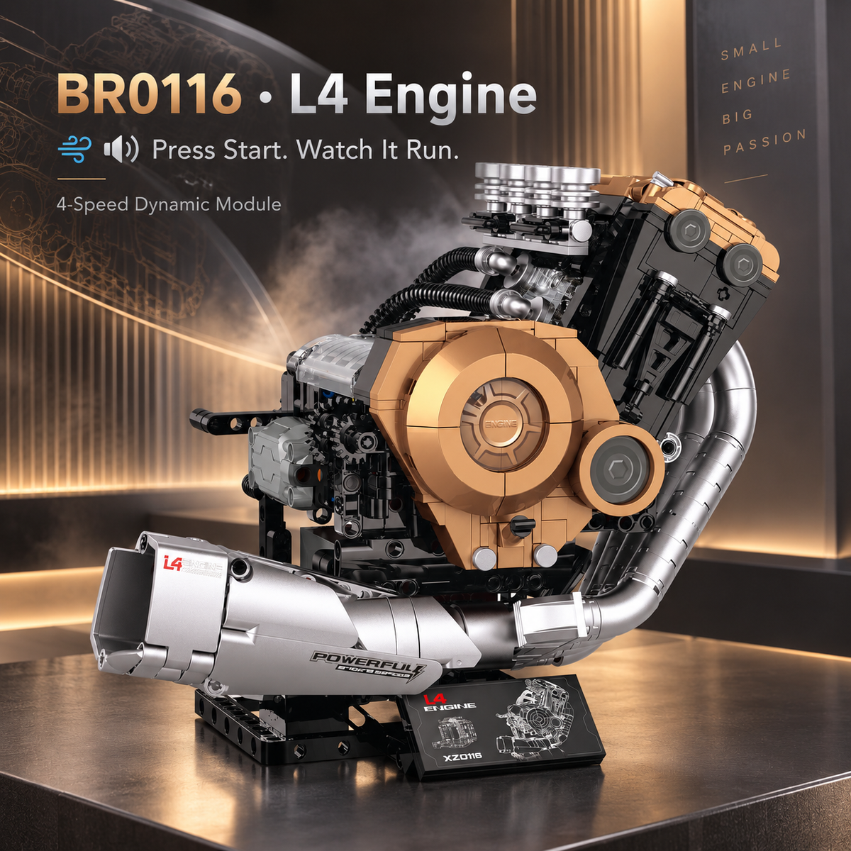 L4 Engine Model – Build a Working Engine with Spray & Sound Building Set