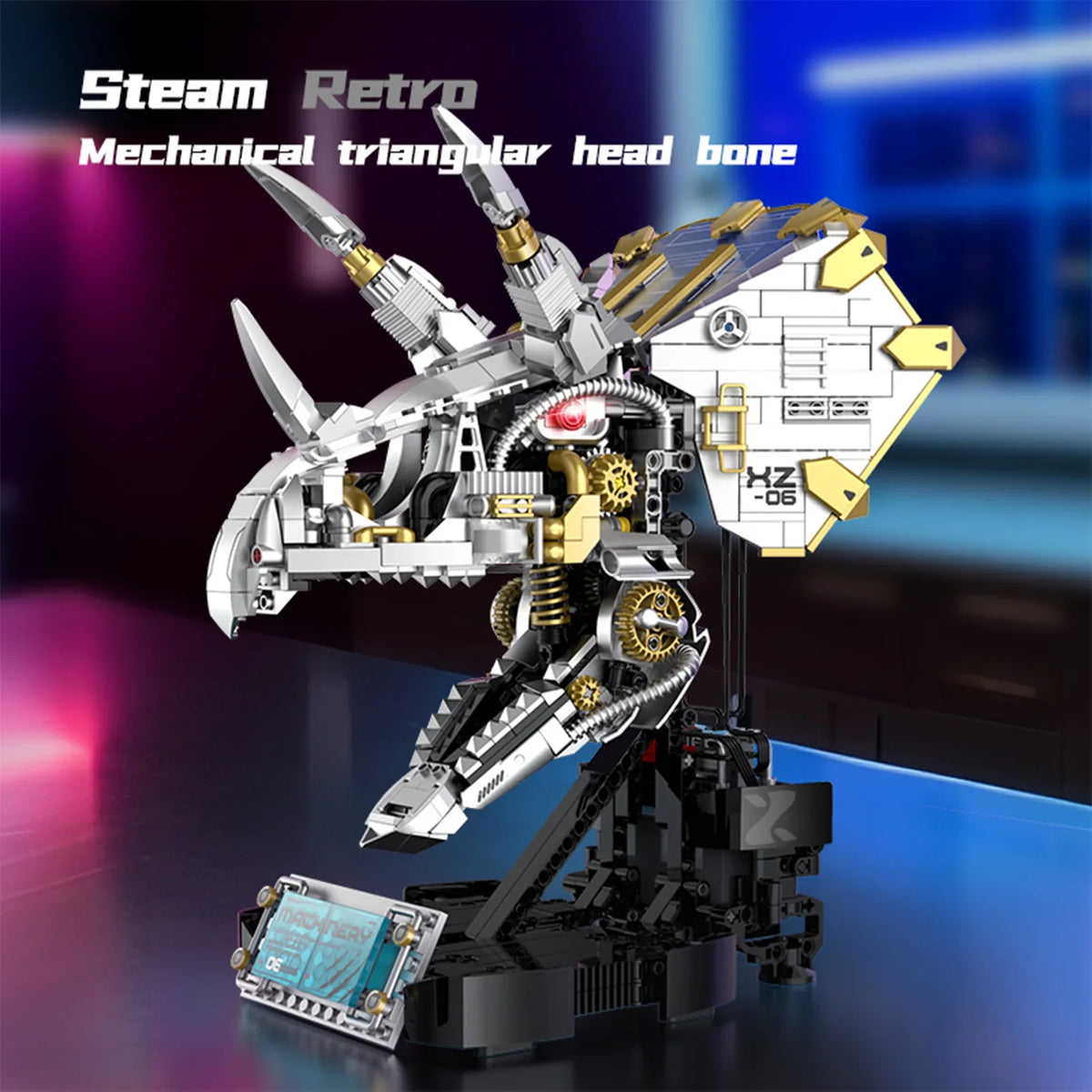 Motorized Triceratops Skull Building Kit
