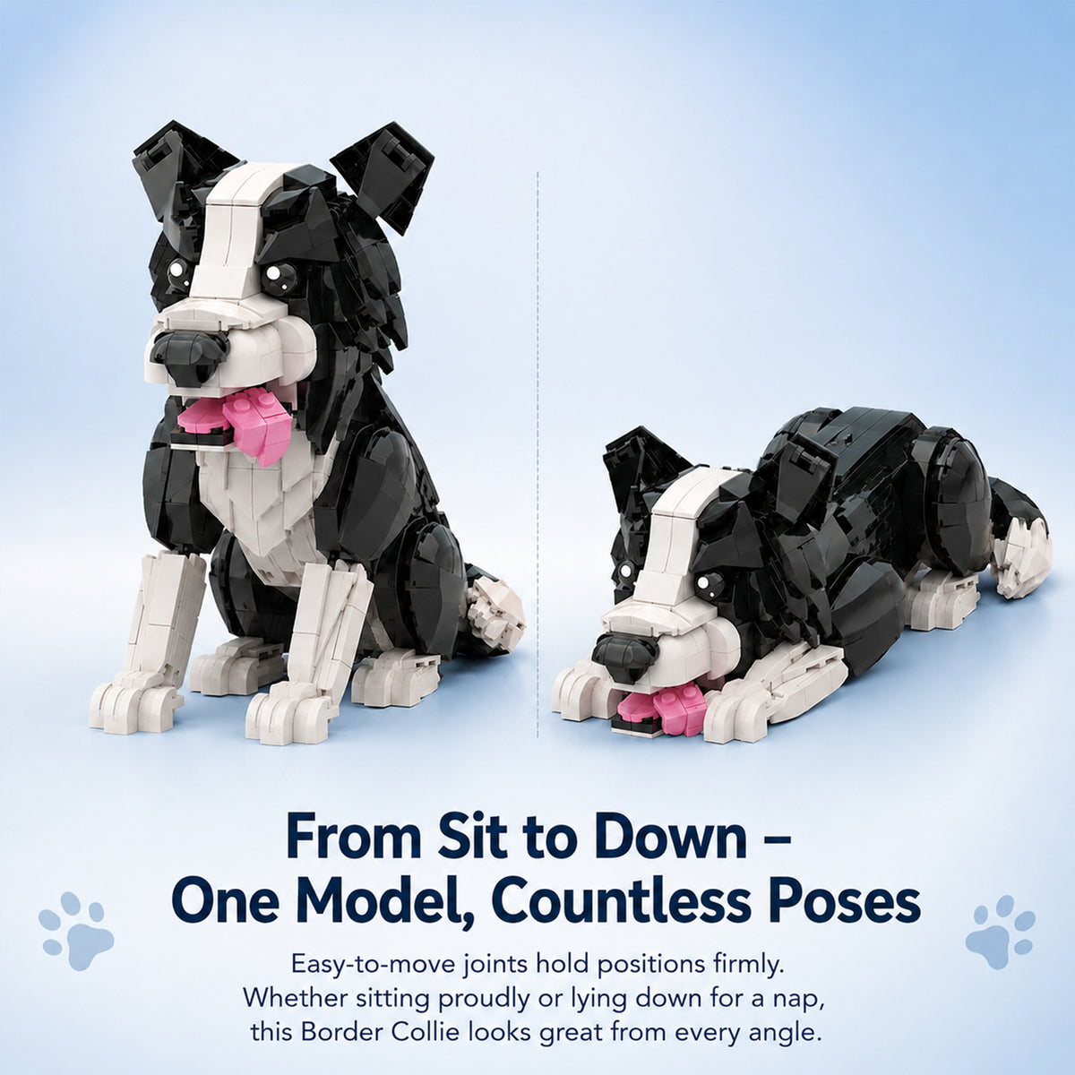 Border Collie Brick Model – Poseable Dog with Wagging Tail Building Set