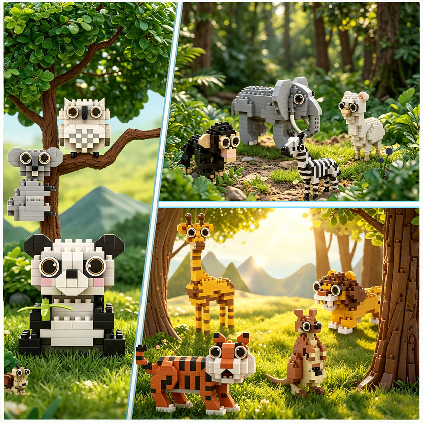 Build Your Own Safari: 12 Mini Animal Brick Models for Desk & Shelf