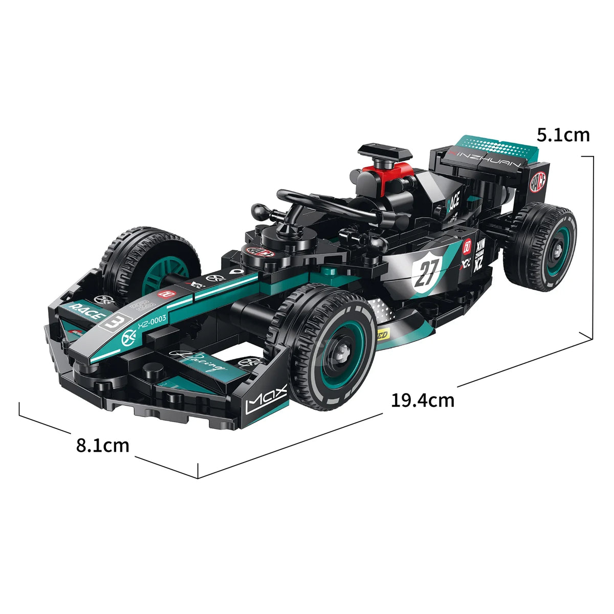 Formula Racing Car Building Set — Black/Teal