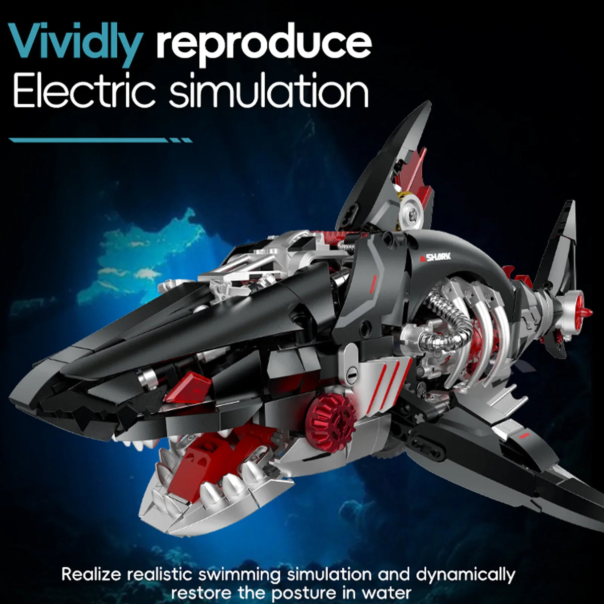 Cyberpunk Mechanical Shark Building Blocks