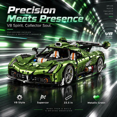 1:8 Concept Supercar Building Set — Metallic Green