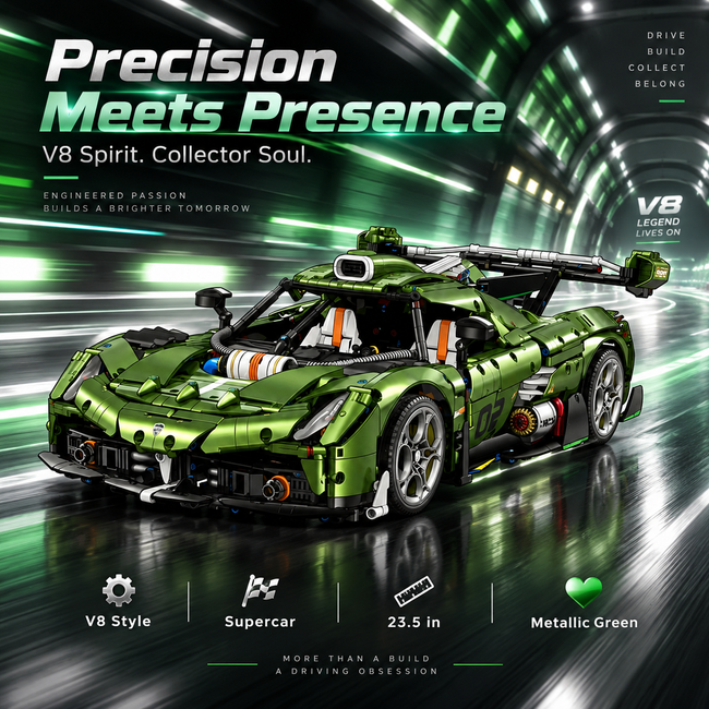 1:8 Concept Supercar Building Set — Metallic Green