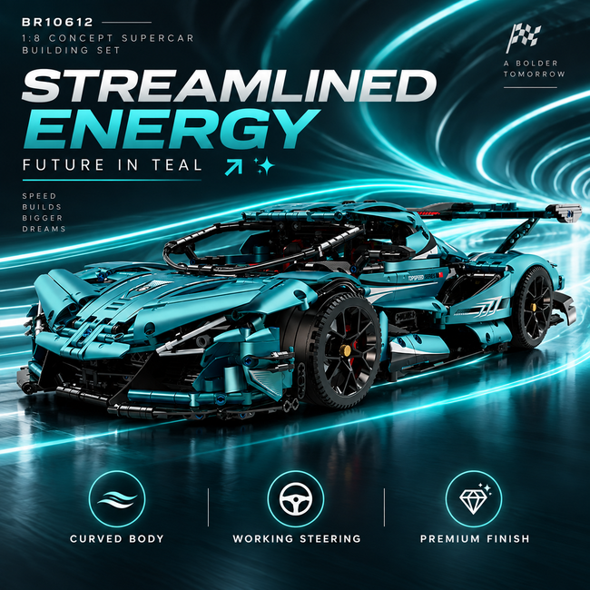1:8 Concept Supercar Building Set — Teal