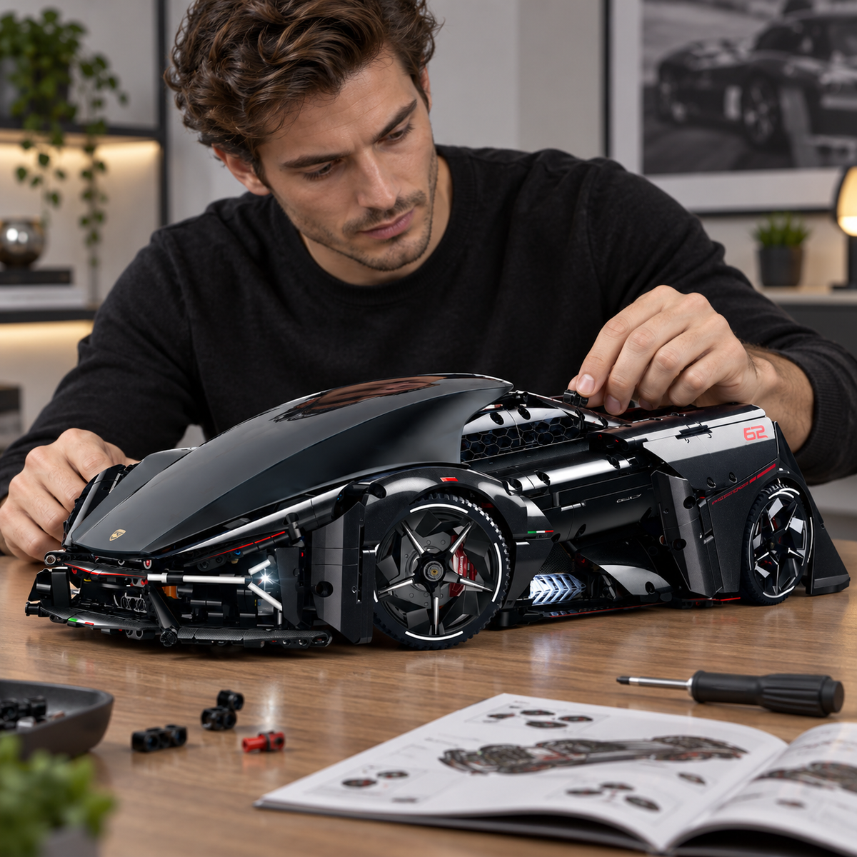 1:8 Concept Supercar Building Set — Samurai Black
