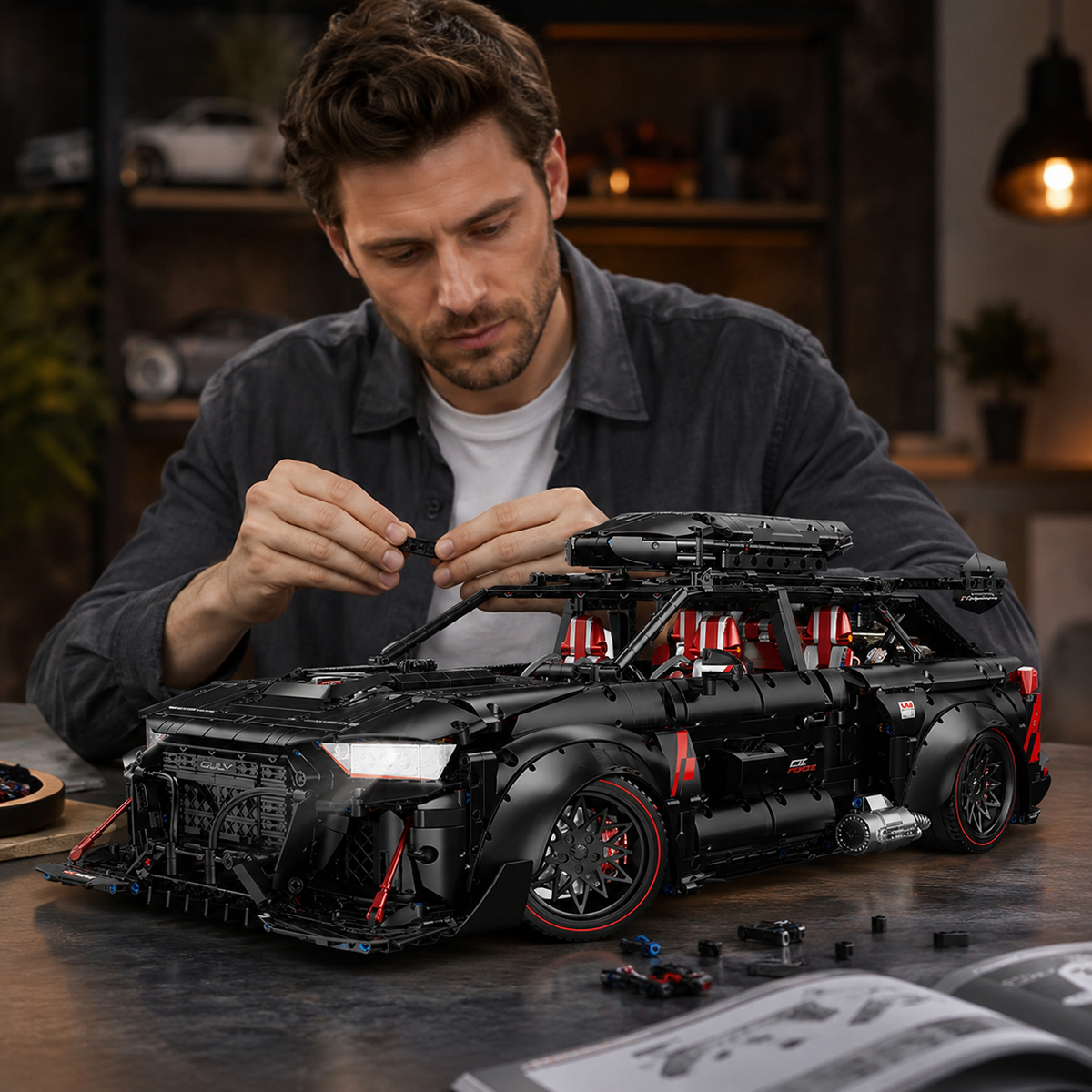 1:8 Widebody Modified Wagon Building Set — Matte Black