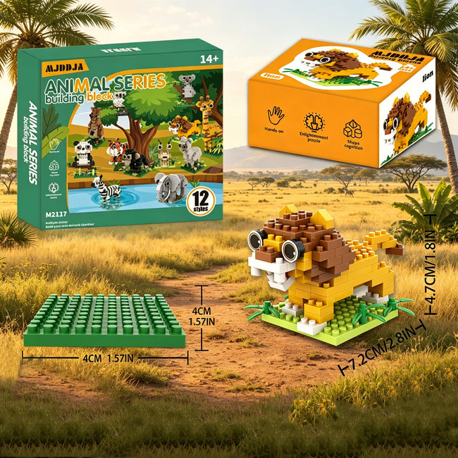 Build Your Own Safari: 12 Mini Animal Brick Models for Desk & Shelf