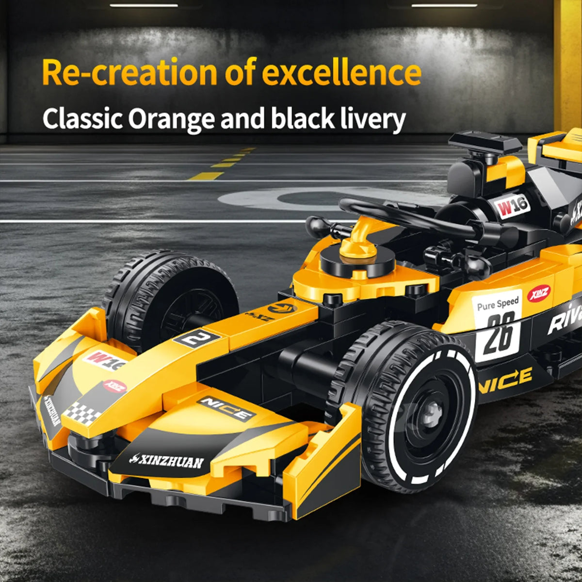 Formula Racing Car Building Set — Yellow/Black