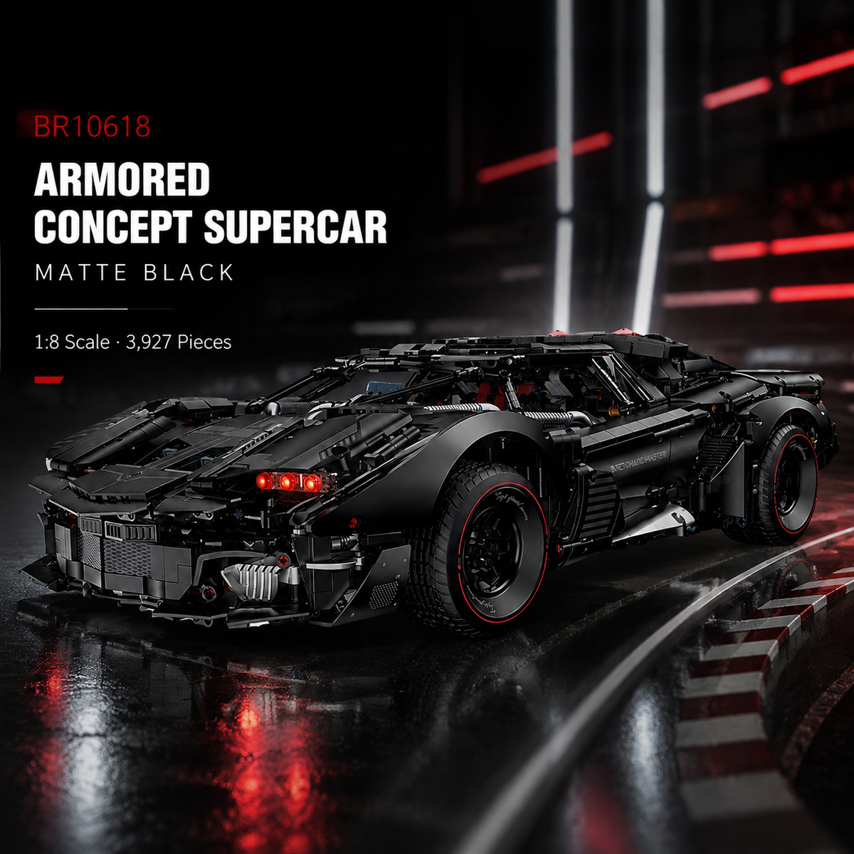 Armored 1:8 Concept Supercar — Matte Black