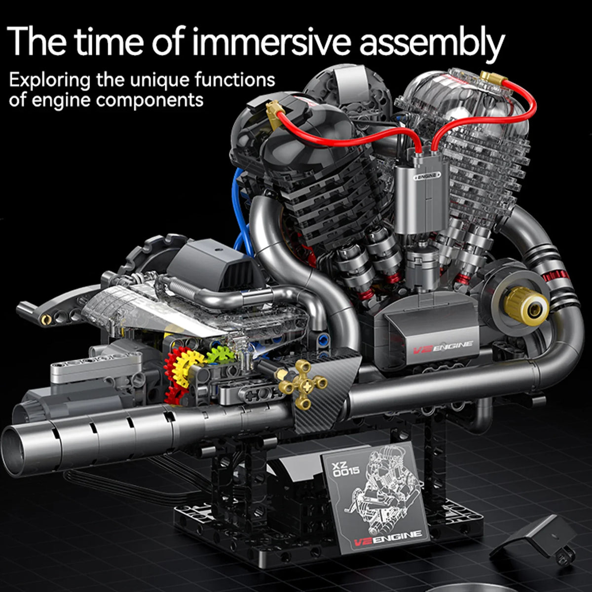 V2 Engine Mechanical Building Blocks Kit – 846-Piece Lights & Sound