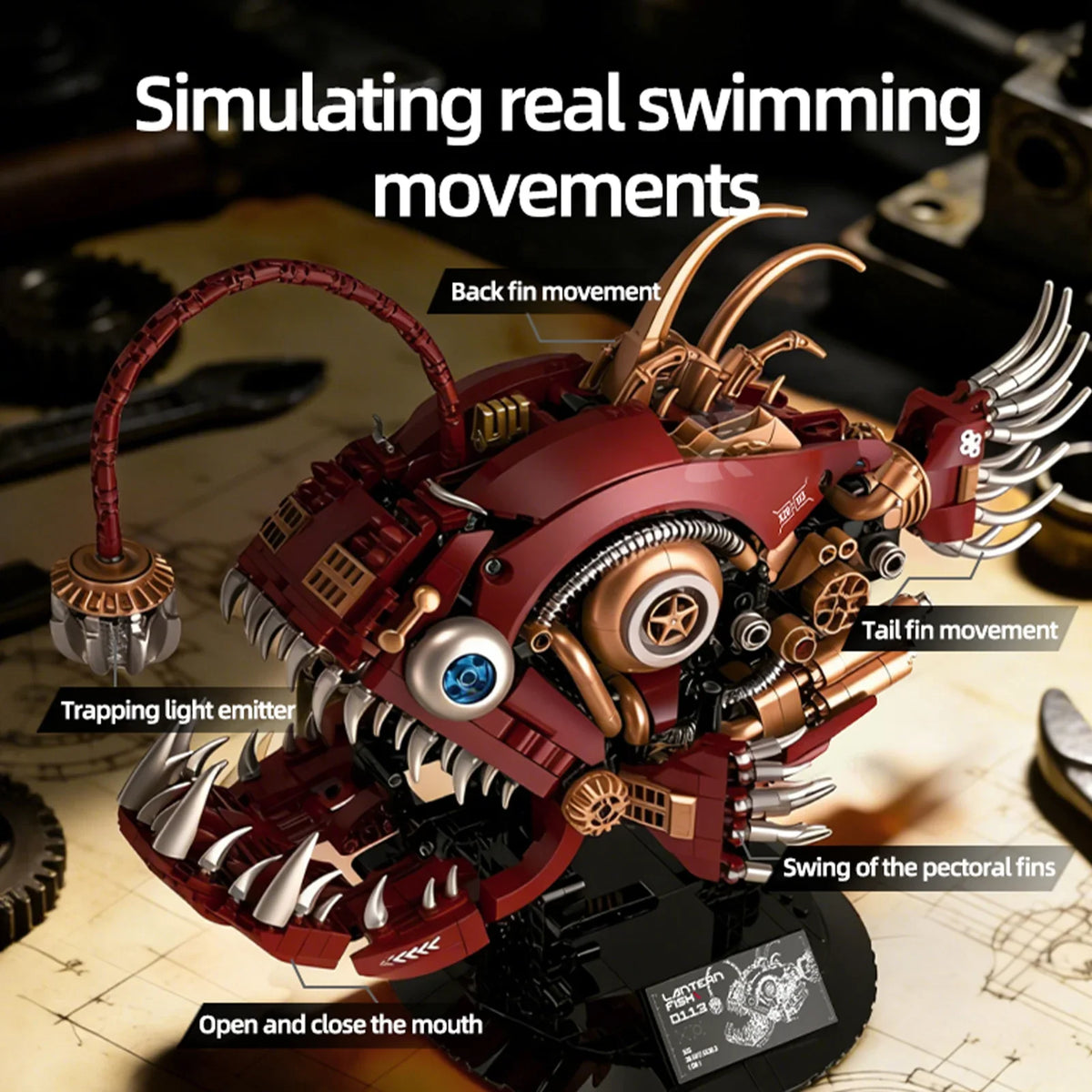 Steam Punk Mechanical Lantern Fish Building Blocks