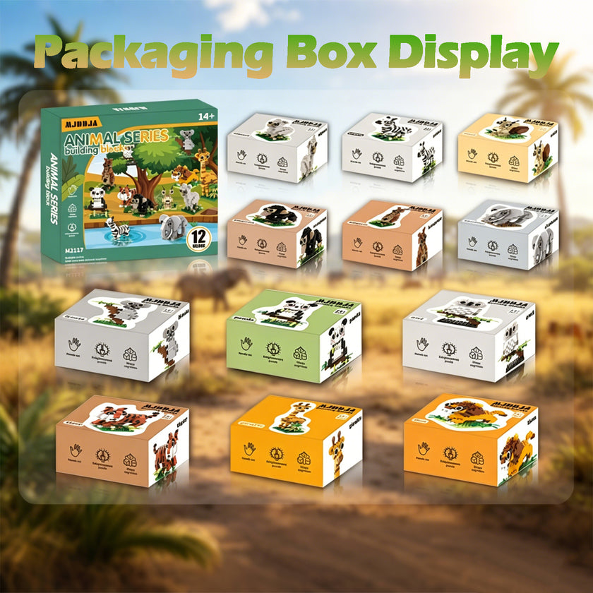 Build Your Own Safari: 12 Mini Animal Brick Models for Desk & Shelf