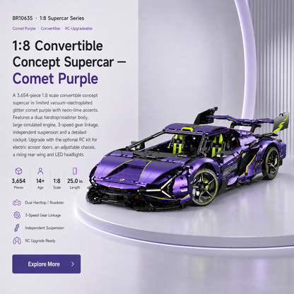 1:8 Convertible Concept Supercar Building Set — Comet PurpleOption