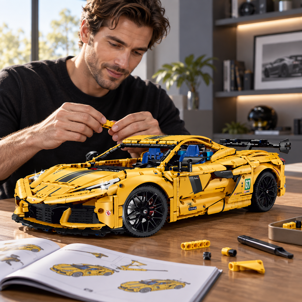 1:8 Track Concept Supercar Building Set — Yellow