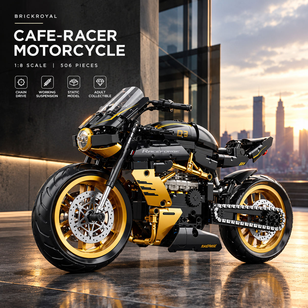 1:8 Cafe-Racer Motorcycle Building Kit