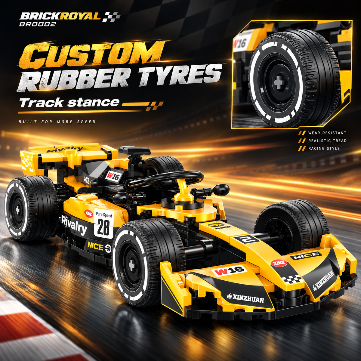 Formula Racing Car Building Set — Yellow/Black