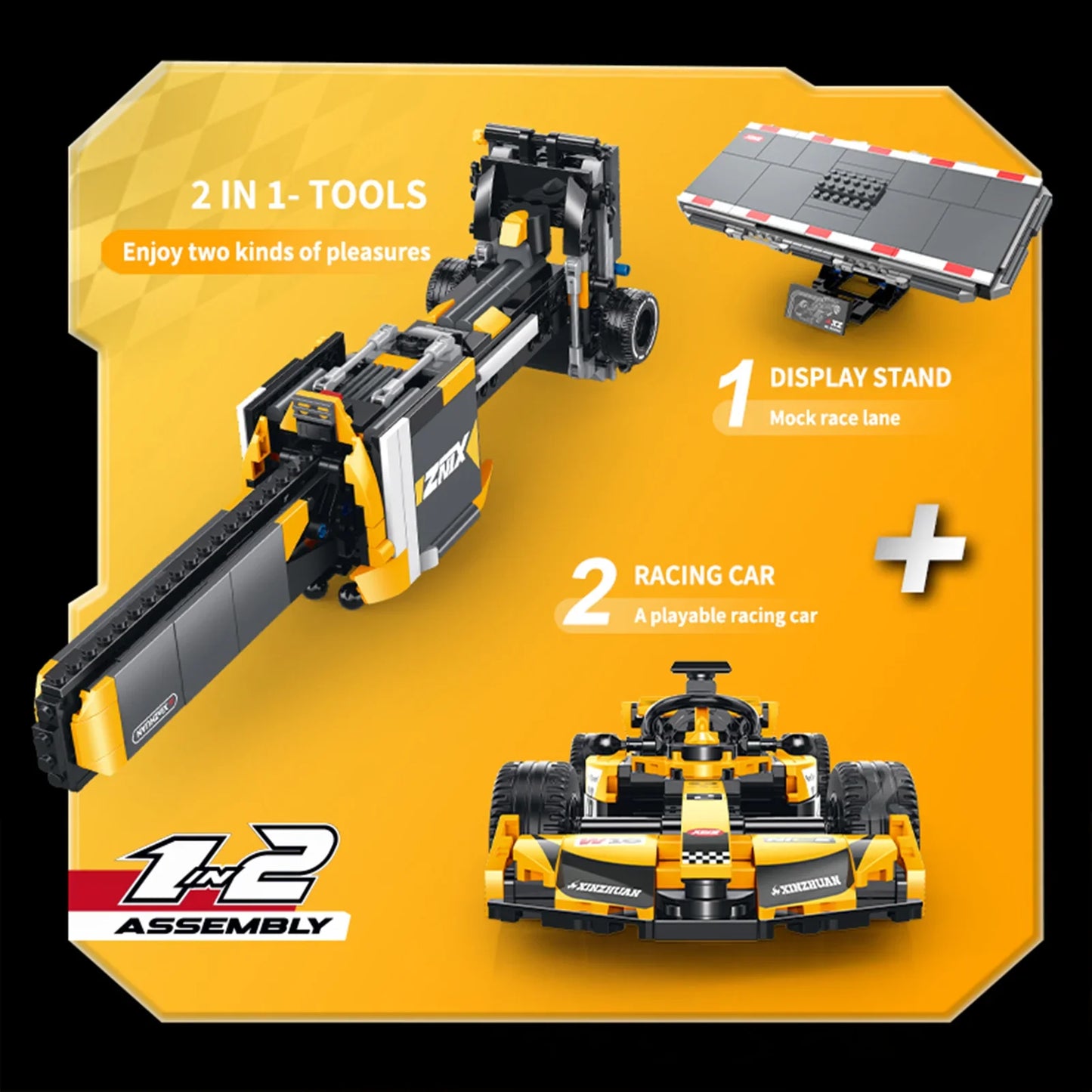Formula Racing Car Building Set — Yellow/Black